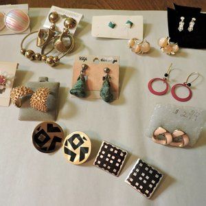 JEWELRY BUNDLE ... Over 15 pairs of pierced earrings ... Everything shown    E17